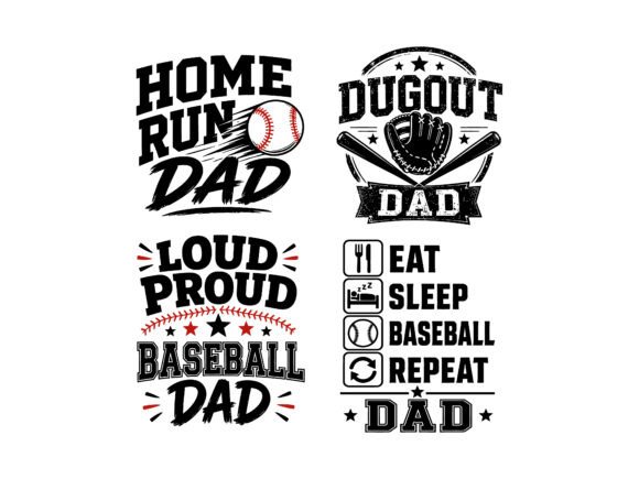 Baseball Dad Quote SVG Bundle Graphics for T-Shirt Designs