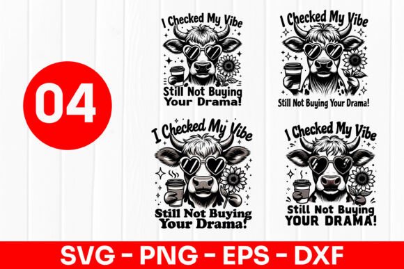 Funny Cow Vibe Check Quote Graphics for Local Branding