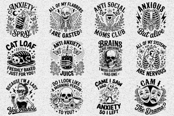 Snarky Skeleton SVG Bundle: A Playful Graphic Asset for Local Brands